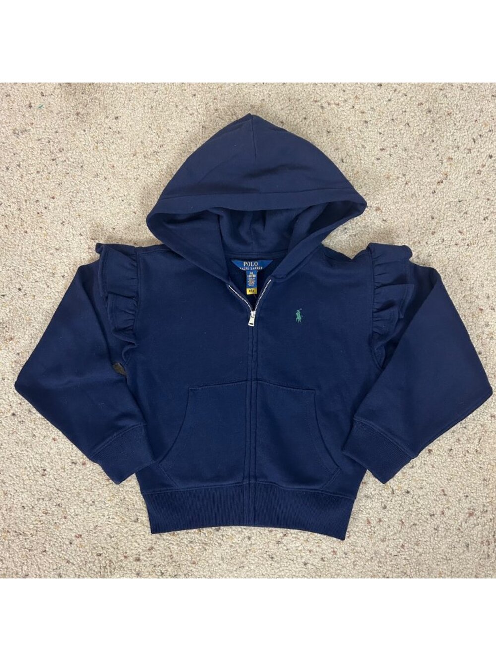NEW Polo Ralph Lauren Navy Blue Hooded Full Zip Jacket Fleece Lined Size 6X